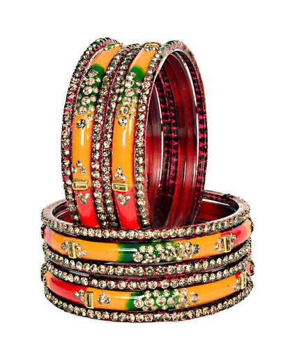 Zircon Multicolor  Glass Bangles Set(SKU276)
