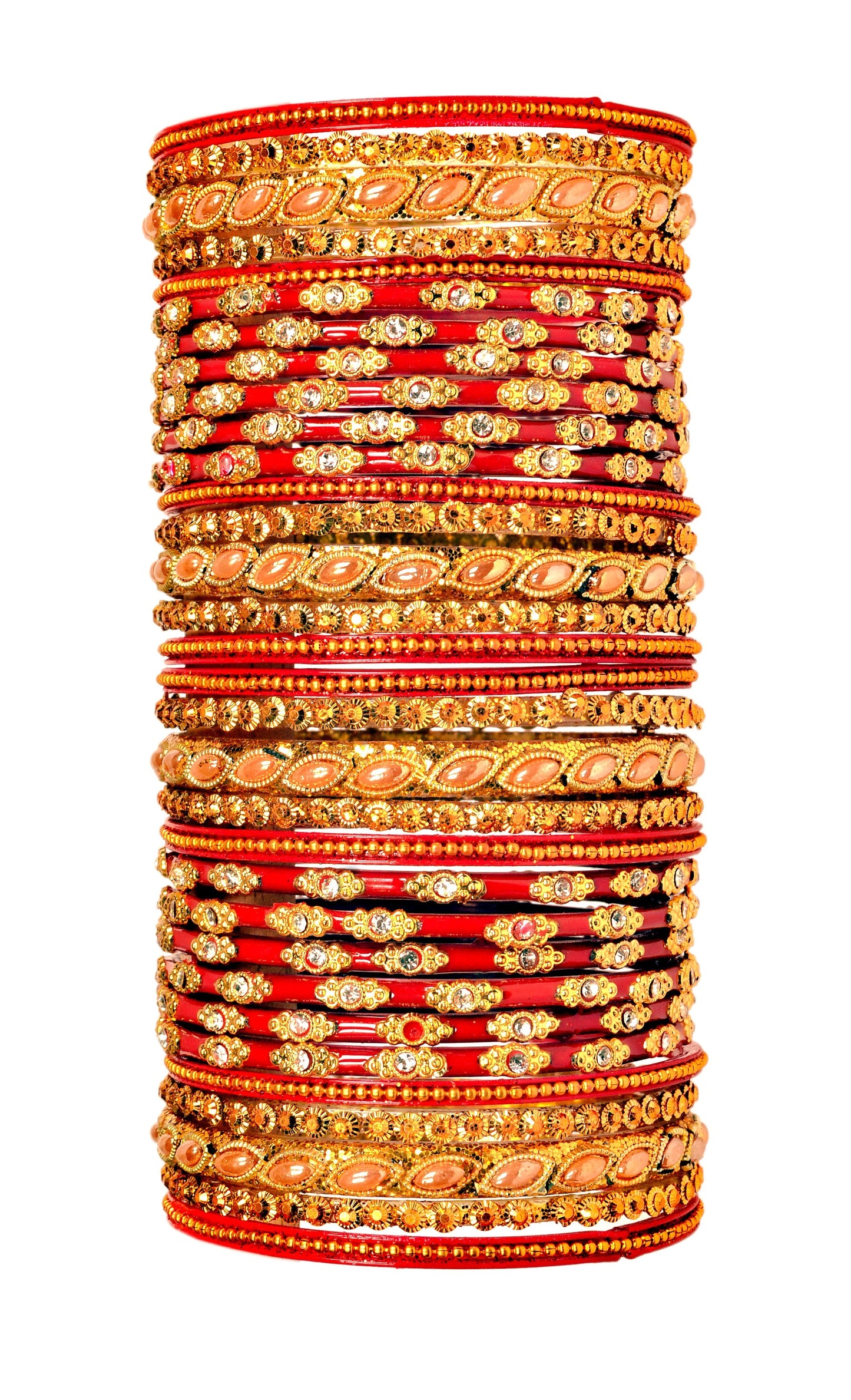Swara Creations Red Glass Bangles set for women/thread Zirconia