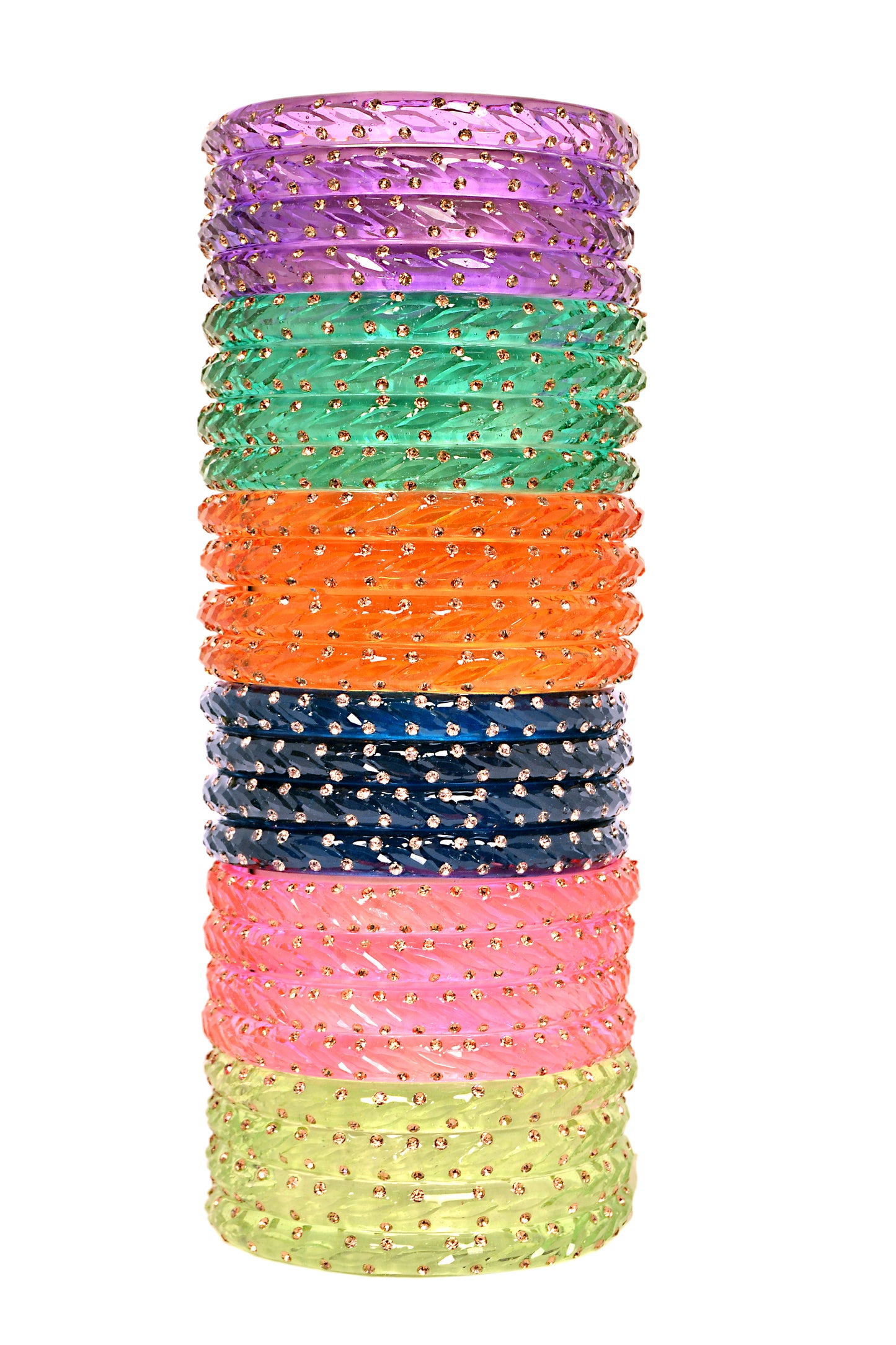 Swara Creations Crystal Bangles for Women/Raindrop Kada Set/Multicolor glossy finished bangles (SKU294)