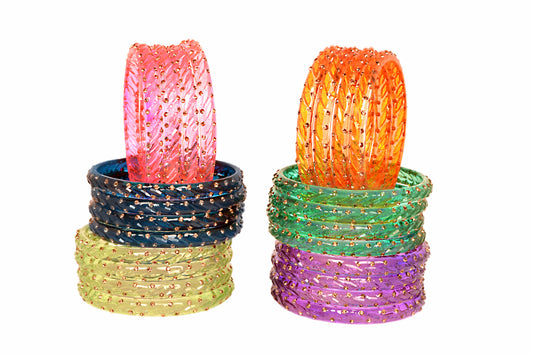 Swara Creations Crystal Bangles for Women/Raindrop Kada Set/Multicolor glossy finished bangles (SKU294)