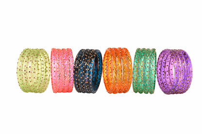 Swara Creations Crystal Bangles for Women/Raindrop Kada Set/Multicolor glossy finished bangles (SKU294)