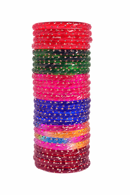 Swara Creations Crystal Bangles for Women/Raindrop Kada Set/Multicolor glossy finished bangles (SKU294)