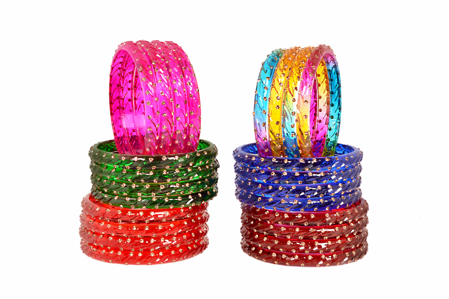 Swara Creations Crystal Bangles for Women/Raindrop Kada Set/Multicolor glossy finished bangles (SKU294)