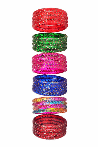 Swara Creations Crystal Bangles for Women/Raindrop Kada Set/Multicolor glossy finished bangles (SKU294)
