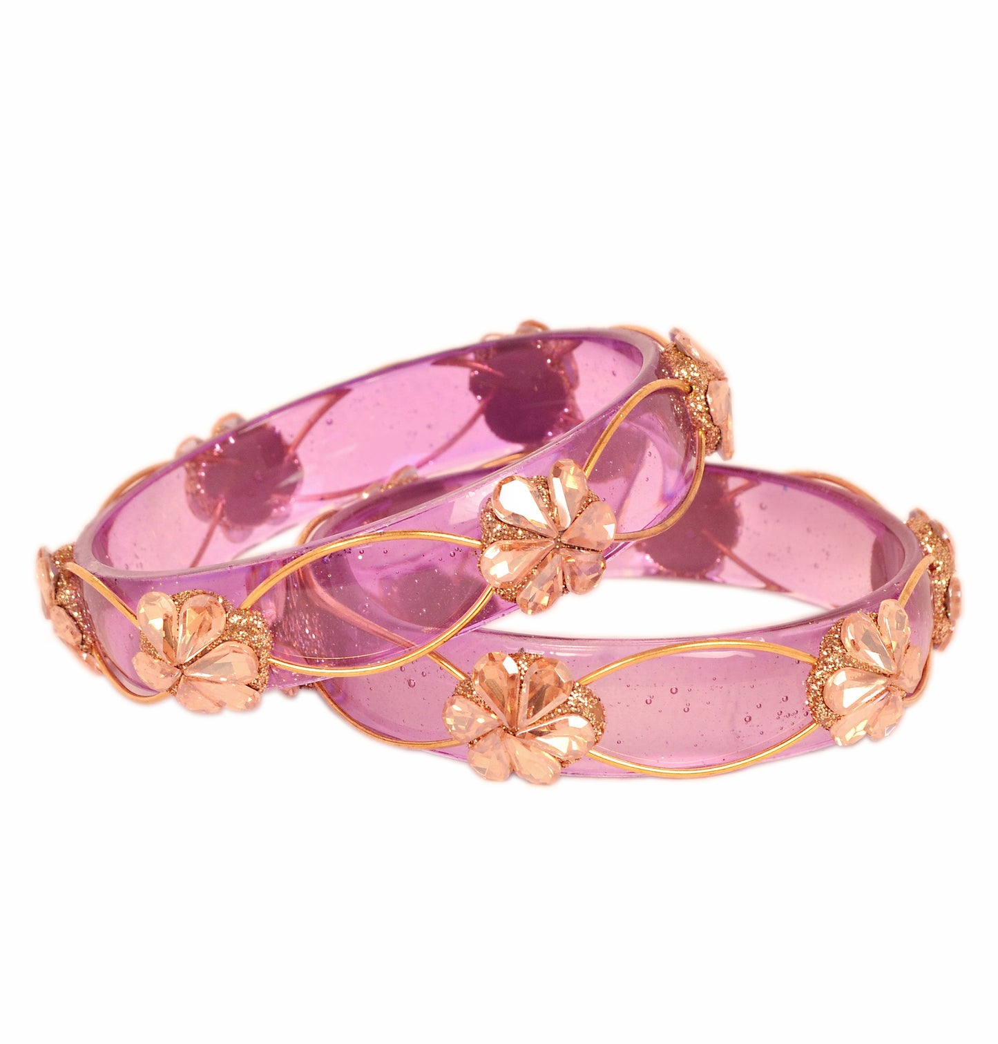 Swara Creations Crystal Bangles for Women/Flower Design Kada Set (SKU295)