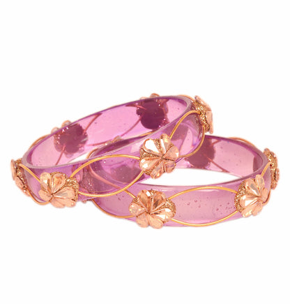Swara Creations Crystal Bangles for Women/Flower Design Kada Set (SKU295)