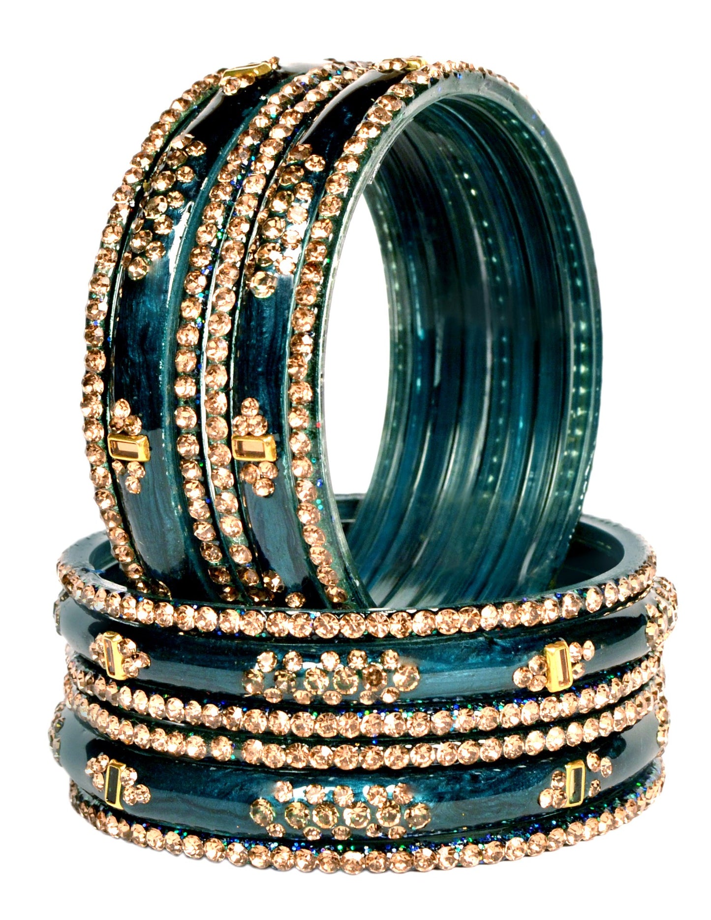 Zircon Multicolor  Glass Bangles Set(SKU276)