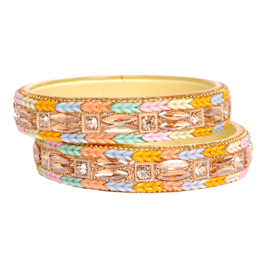 Swara Creations Multicolor Glass Kadas Set for Women |(Sku299)