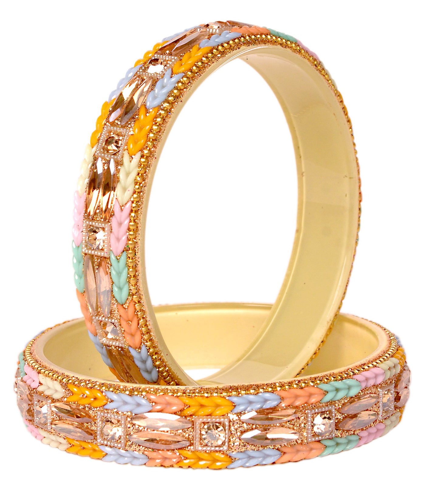 Swara Creations Multicolor Glass Kadas Set for Women |(Sku299)