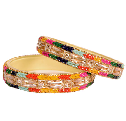 Swara Creations Multicolor Glass Kadas Set for Women |(Sku299)