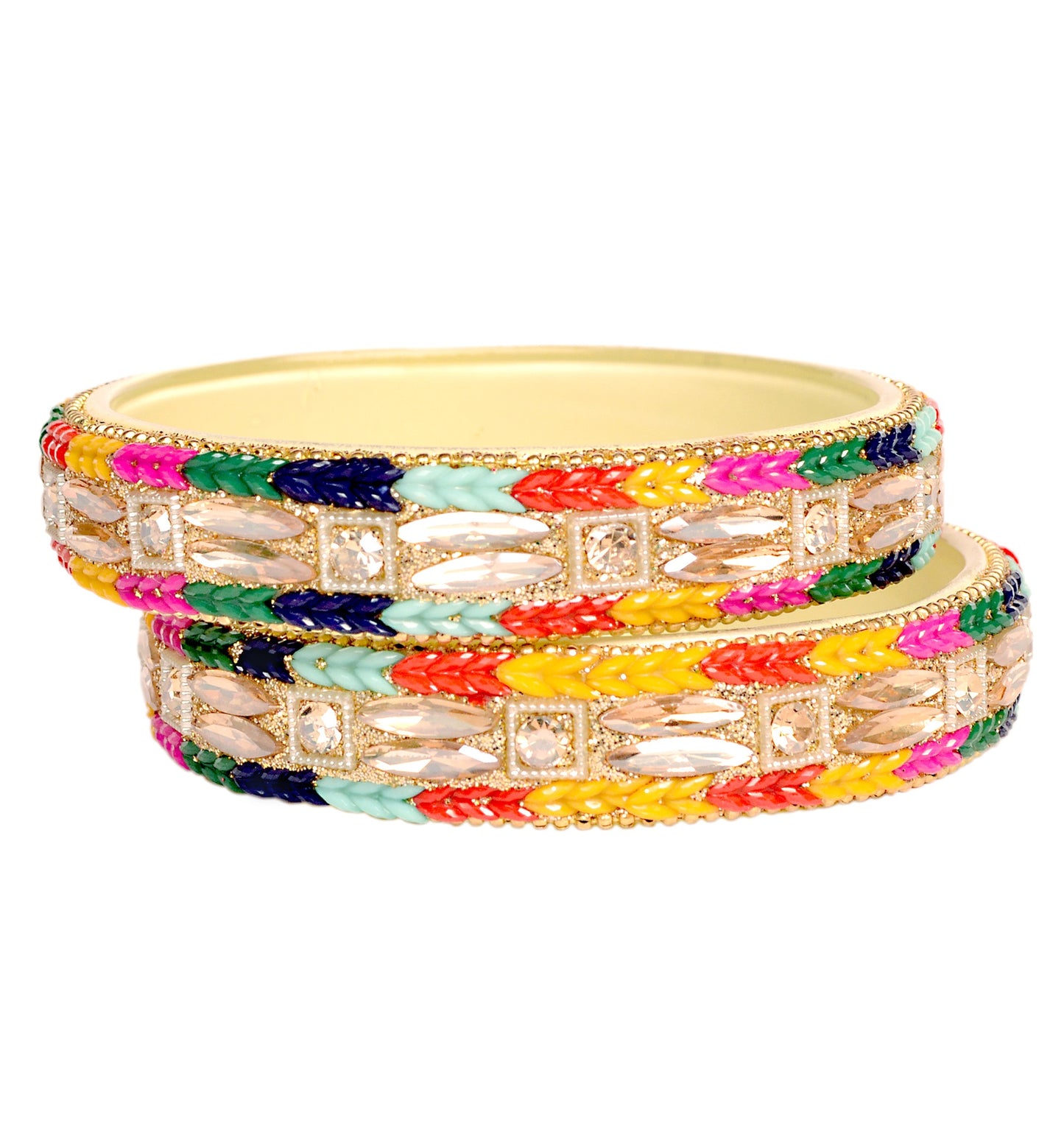 Swara Creations Multicolor Glass Kadas Set for Women |(Sku299)