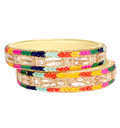 Swara Creations Multicolor Glass Kadas Set for Women |(Sku299)