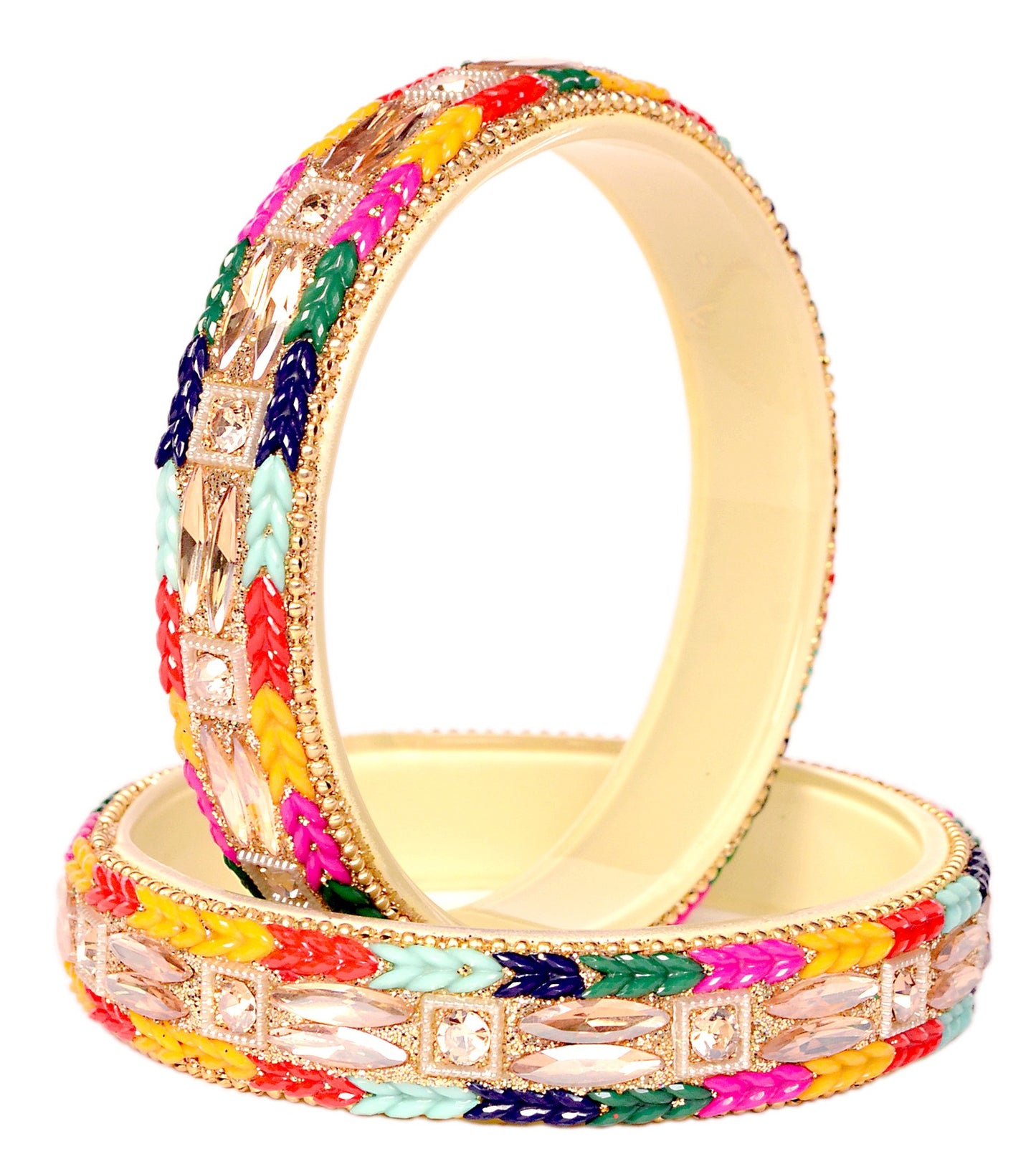 Swara Creations Multicolor Glass Kadas Set for Women |(Sku299)