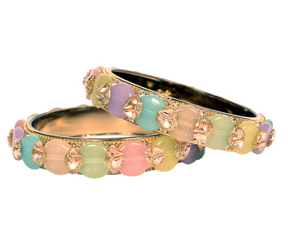 Swara Creations Multicolor Glass Kadas Set for Women (Sku400)