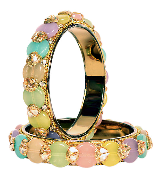 Swara Creations Multicolor Glass Kadas Set for Women (Sku400)