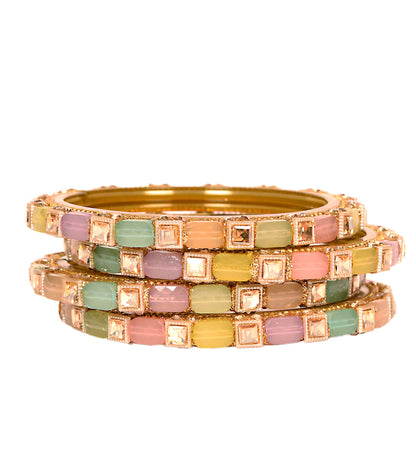 Swara Creations Multicolor Glass Kadas Set for Women (Sku400)