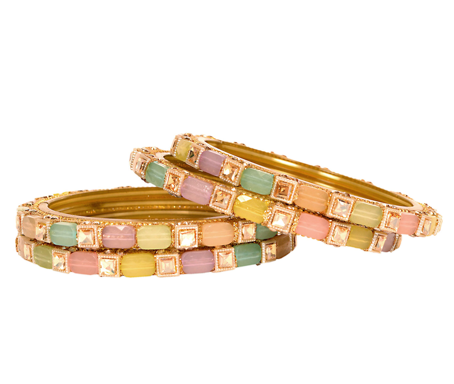 Swara Creations Multicolor Glass Kadas Set for Women (Sku400)