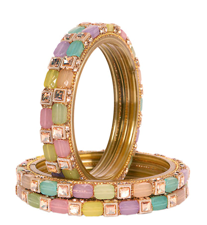 Swara Creations Multicolor Glass Kadas Set for Women (Sku400)