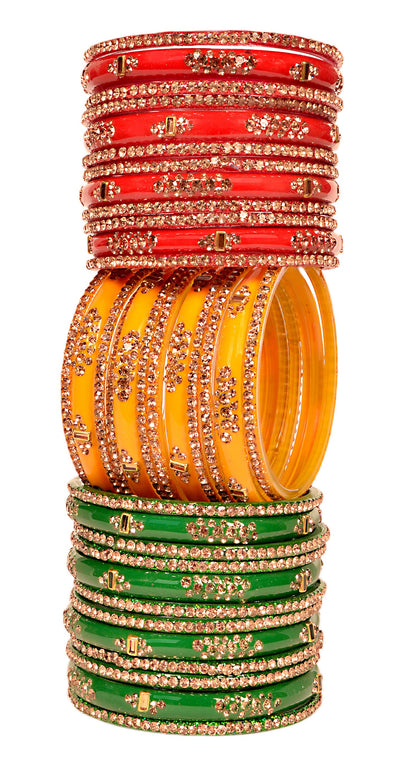 Zircon Multicolor  Glass Bangles Set(SKU276)