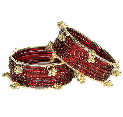 Swara Creations Kashmiri Ghungroo glass Bangles set SKU(415)