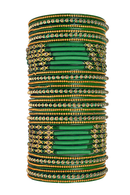 Thread Stonework Multicolor Glass Bangles set