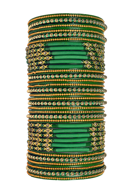 Thread Stonework Multicolor Glass Bangles set