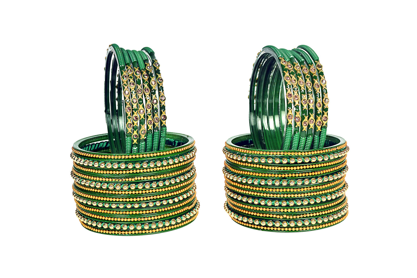 Thread Stonework Multicolor Glass Bangles set