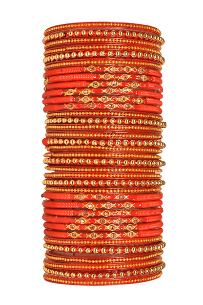Thread Stonework Multicolor Glass Bangles set