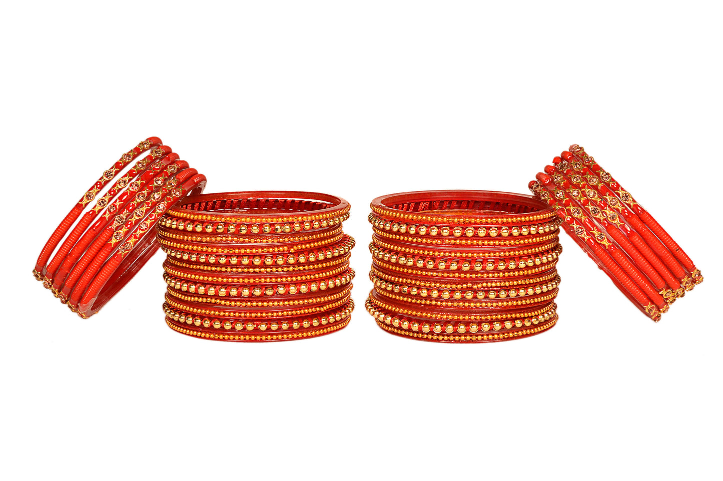 Thread Stonework Multicolor Glass Bangles set