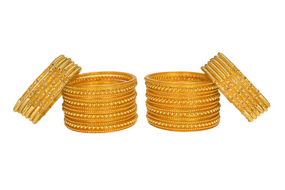 Thread Stonework Multicolor Glass Bangles set