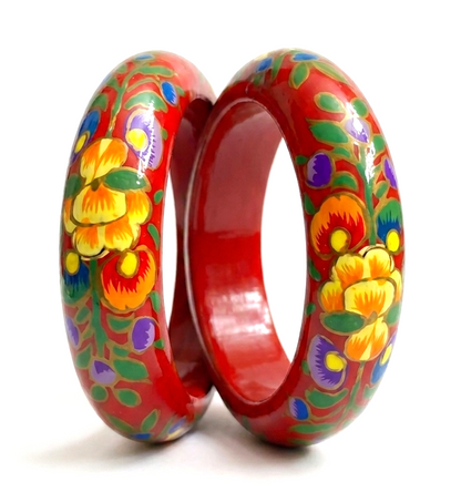 Swara Creations Handcrafted Paper Mache Kashmir Bangle set SKU (399)