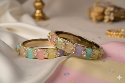 Swara Creations Multicolor Glass Kadas Set for Women (Sku400)