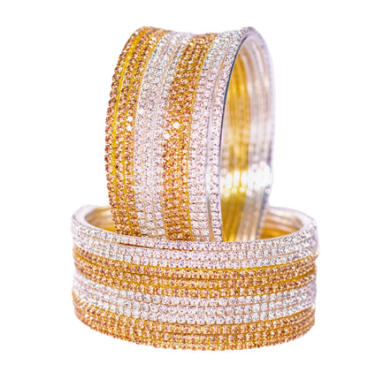 Swara Creations Non-Precious Metal with Base Metal and Zircon Gemstone Studded Premium and Traditional Glossy Finished Sleek Bangle(SKU365)