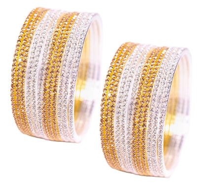 Swara Creations Non-Precious Metal with Base Metal and Zircon Gemstone Studded Premium and Traditional Glossy Finished Sleek Bangle(SKU365)