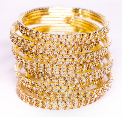 Swara Creations Non-Precious Metal with Base Metal and Zircon Gemstone Studded Premium and Traditional Glossy Finished Sleek Bangle(SKU365)