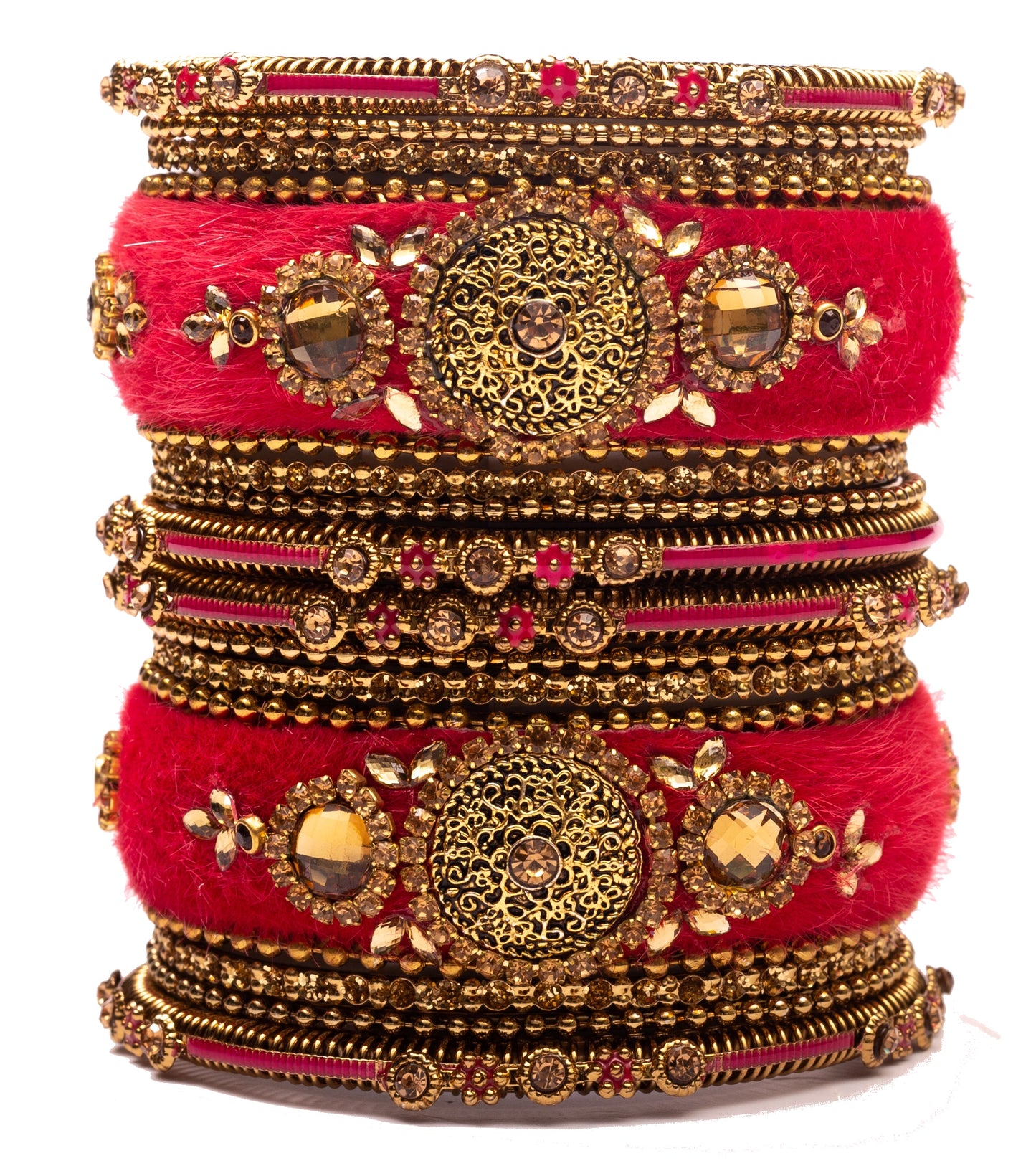 Swara Creations Traditional Metal Velvet Chuda Set Sku 126 (17 Pieces)