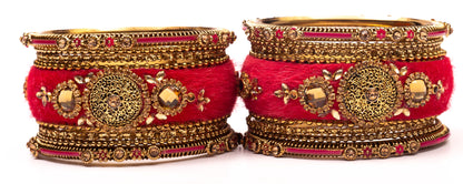 Swara Creations Traditional Metal Velvet Chuda Set Sku 126 (17 Pieces)