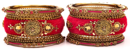 Swara Creations Traditional Metal Velvet Chuda Set Sku 126 (17 Pieces)
