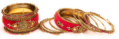 Swara Creations Traditional Metal Velvet Chuda Set Sku 126 (17 Pieces)