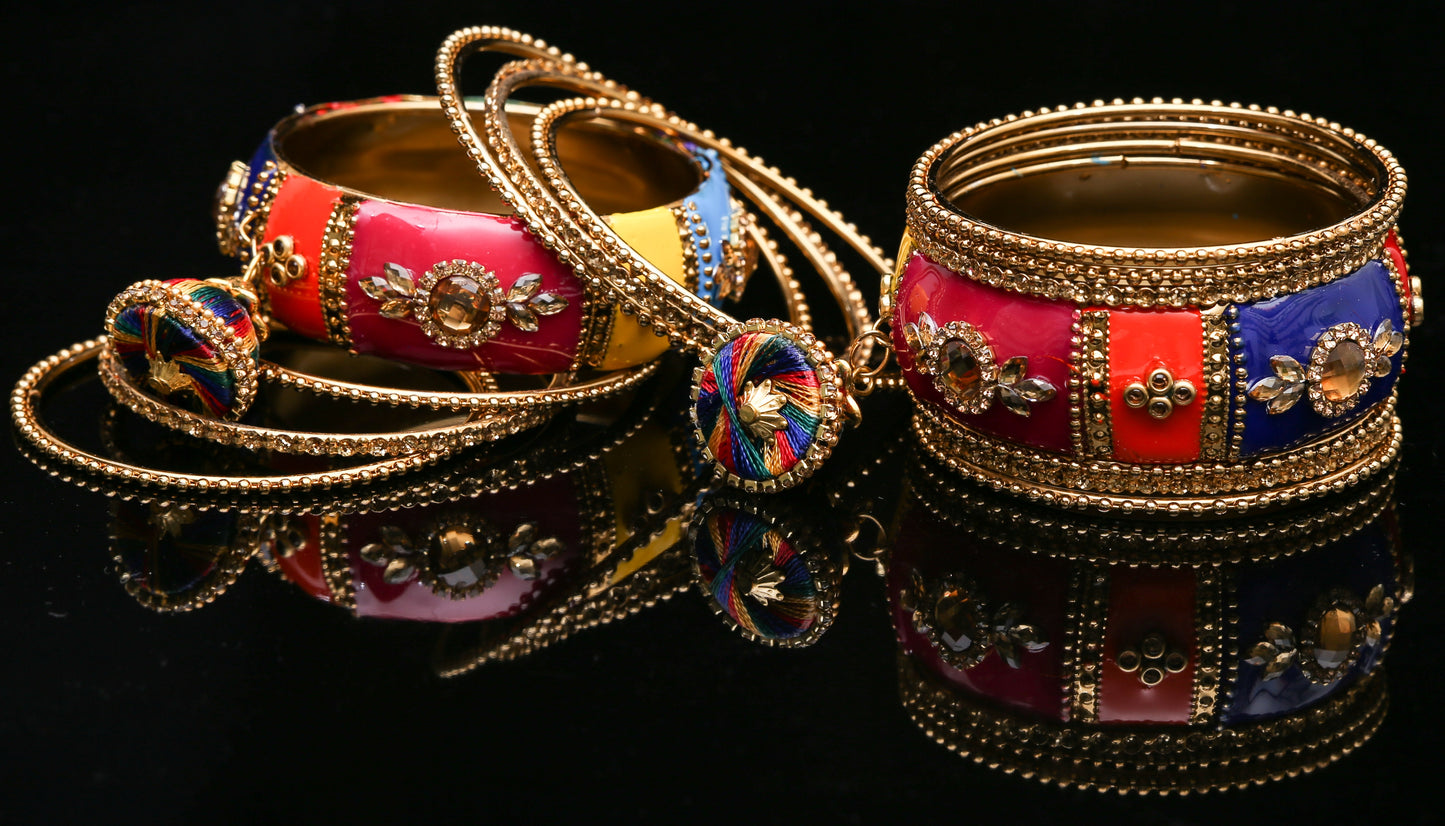 Swara Creations Bangle/Kadas Set with Stones work Sku 132