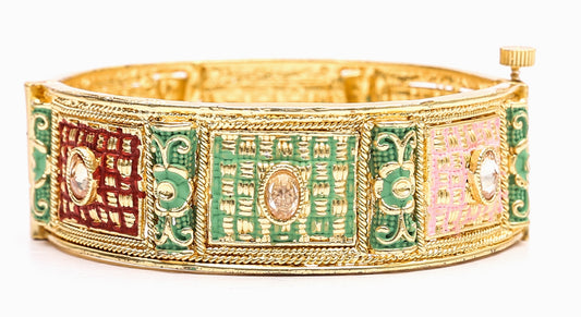 Swara Creations Brass Kada Bracelet with Mint Polish Work for Women and Girls (1 Pc)