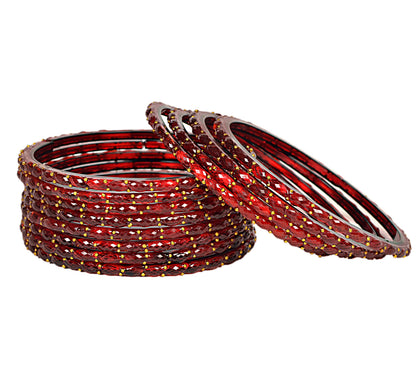 Plain Finish Multi  Glass Bangle Set(SKU280)
