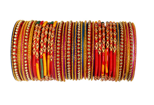 Swara Creations Multicolor Glass Bangles set for Women/thread Zirconia stonework bangles/perfect for festival wedding occassions(36Pcs)(SKU271))