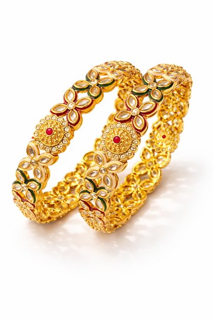 Swara Creations Gold Plated Latest Stylish Traditional Kada SKU 411