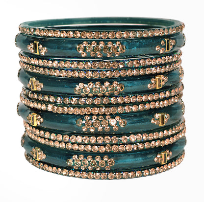 Zircon Multicolor  Glass Bangles Set(SKU276)