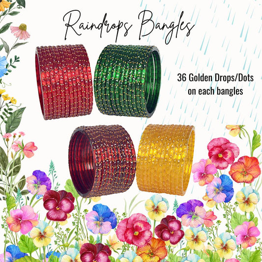 Swara Creations Raindrop Crystal Glass Bangle Set for Women | Glossy Plain Finish | Multicolor Red Green (Pack of 48)(SKU 280)