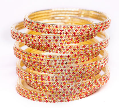 Swara Creations Non-Precious Metal with Base Metal and Zircon Gemstone Studded Premium and Traditional Glossy Finished Sleek Bangle(SKU365)
