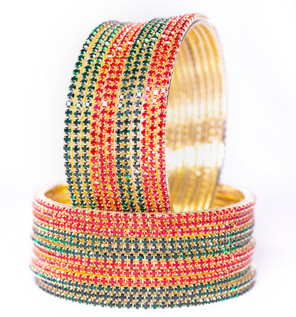 Swara Creations Non-Precious Metal with Base Metal and Zircon Gemstone Studded Premium and Traditional Glossy Finished Sleek Bangle(SKU365)