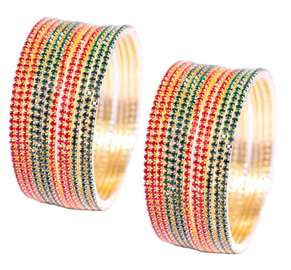 Swara Creations Non-Precious Metal with Base Metal and Zircon Gemstone Studded Premium and Traditional Glossy Finished Sleek Bangle(SKU365)
