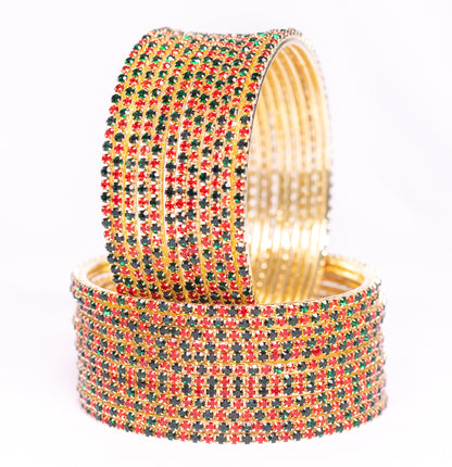 Swara Creations Non-Precious Metal with Base Metal and Zircon Gemstone Studded Premium and Traditional Glossy Finished Sleek Bangle(SKU365)